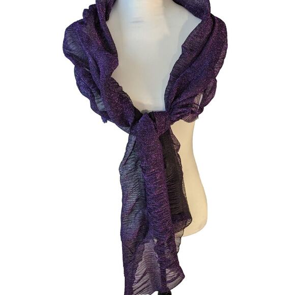 Shawl Wrap Scarf Glistening Purple Thread with Black 16" x 76"See Photos Meas - Picture 5 of 9